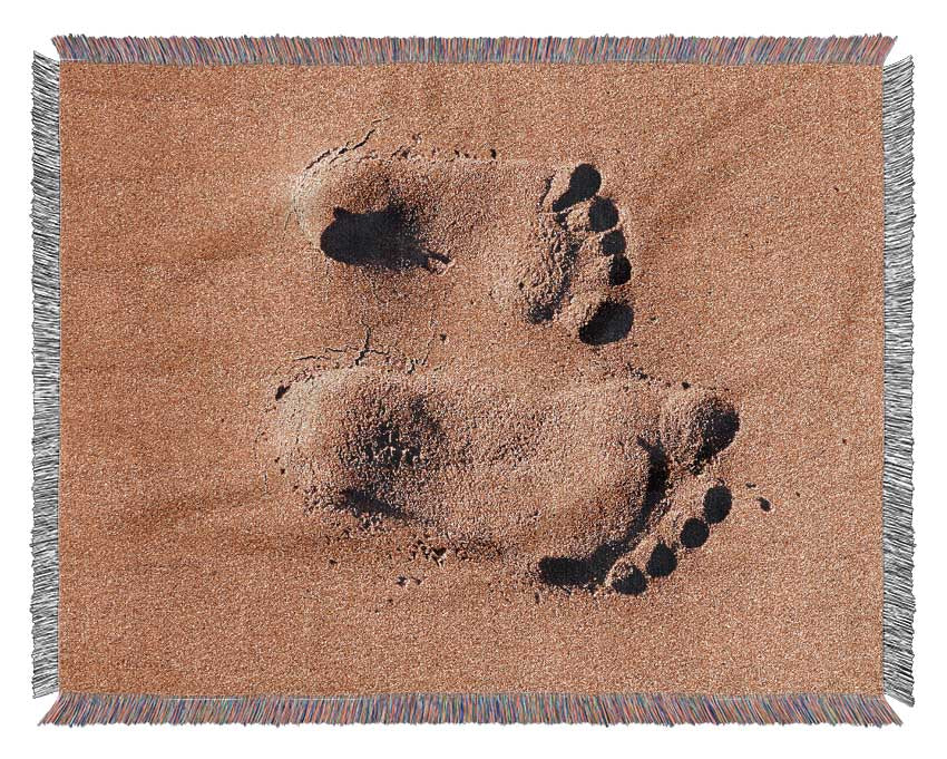 Footprints In The Sands Of Time Woven Blanket