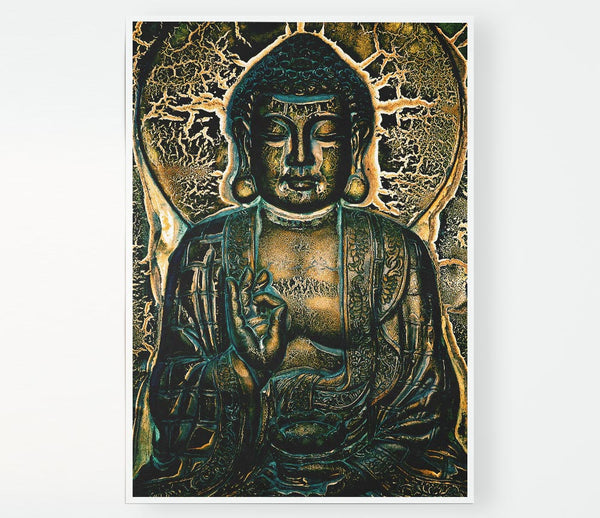 Hindu God Blue Gold Print Poster Wall Art