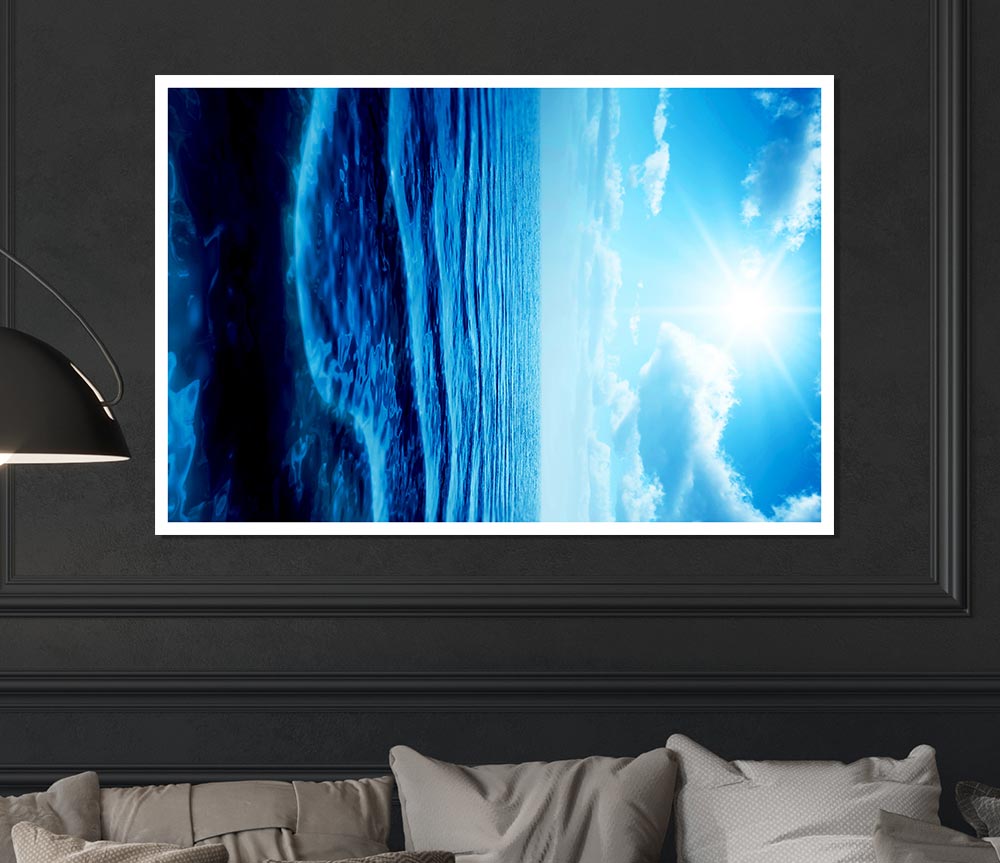 The Blue Star Sun Print Poster Wall Art