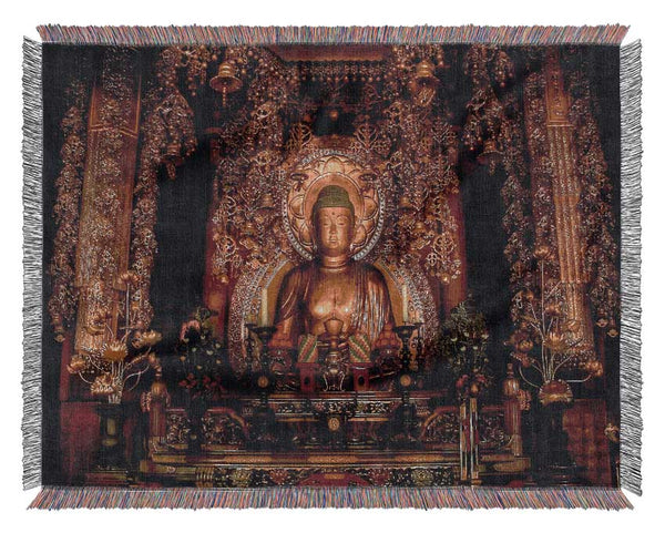 Golden Buddha Chion Japan Woven Blanket