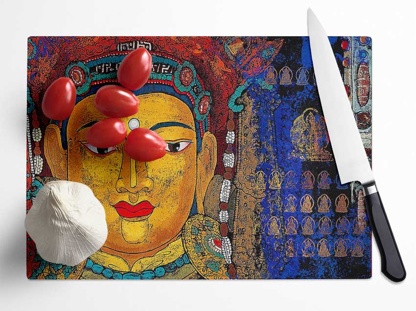 Tibetan Art Buddha Glass Chopping Board