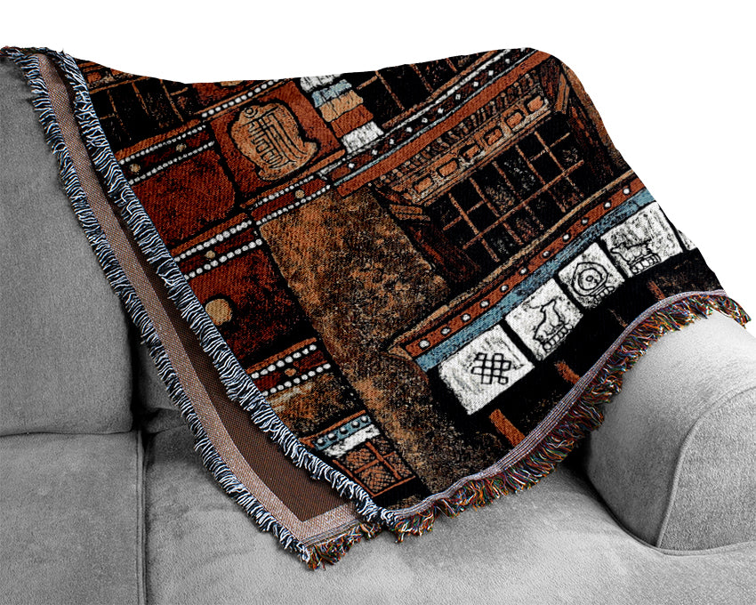 Tibetan Art Houses Woven Blanket