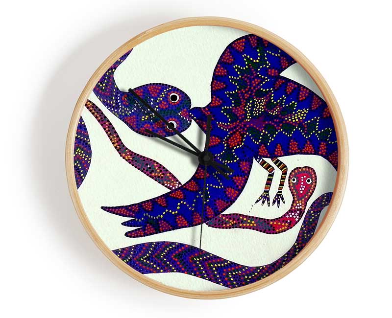 Aboriginal Snake Bird Clock - Wallart-Direct UK