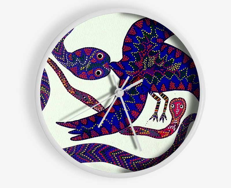 Aboriginal Snake Bird Clock - Wallart-Direct UK