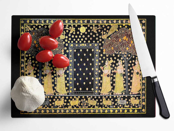 Hindu Pichwai Painting Rajasthan Glass Chopping Board