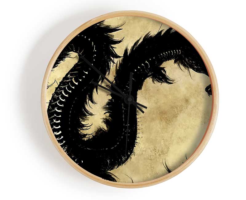 Chinese Black Dragon Clock - Wallart-Direct UK