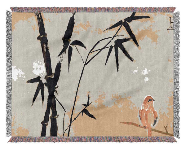 Chinese Bird Painting Woven Blanket