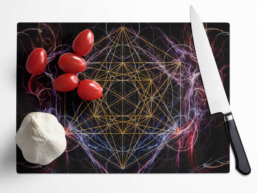 Metatrons Cube 2 Glass Chopping Board