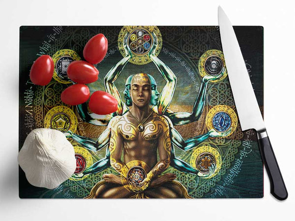 Tibetan Unifying Elements Glass Chopping Board