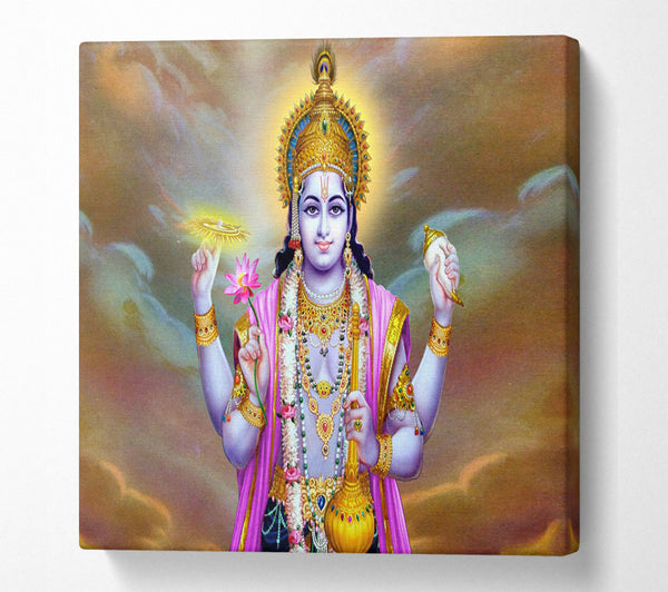 A Square Canvas Print Showing Hindu Vishnu Square Wall Art