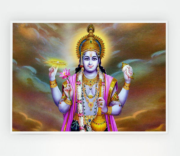 Hindu Vishnu Print Poster Wall Art