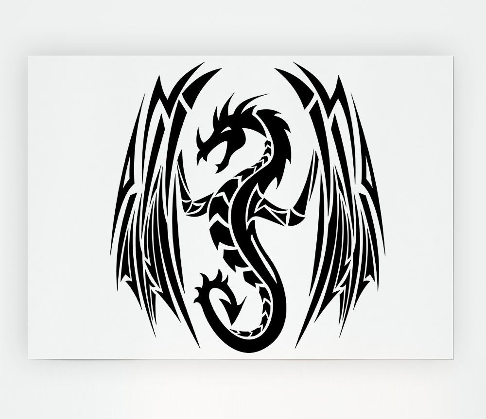 Tribal Wings Dragon Print Poster Wall Art