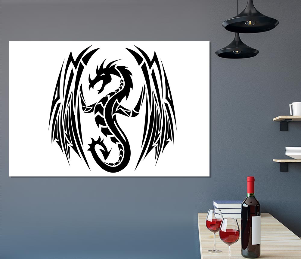 Tribal Wings Dragon Print Poster Wall Art