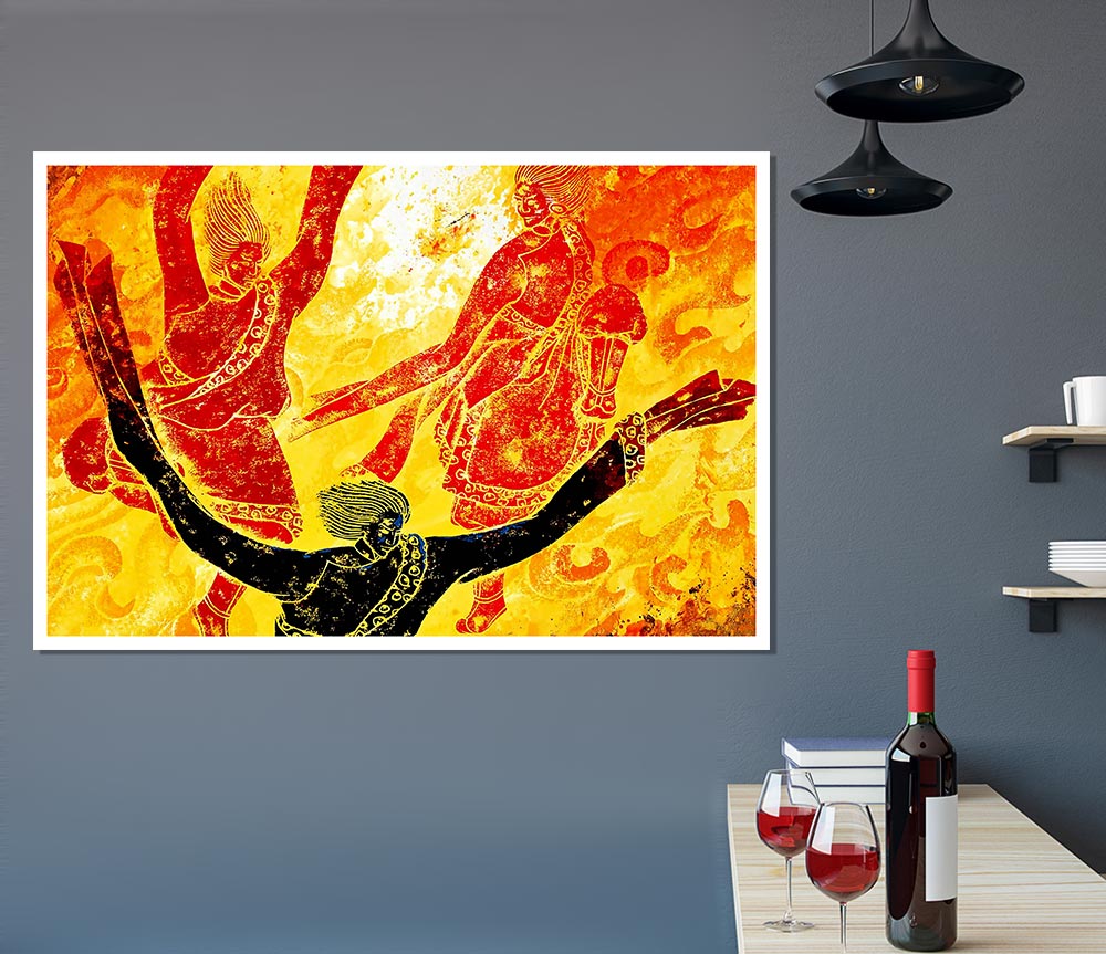 Tibetan Art Fire Of The Gods Print Poster Wall Art