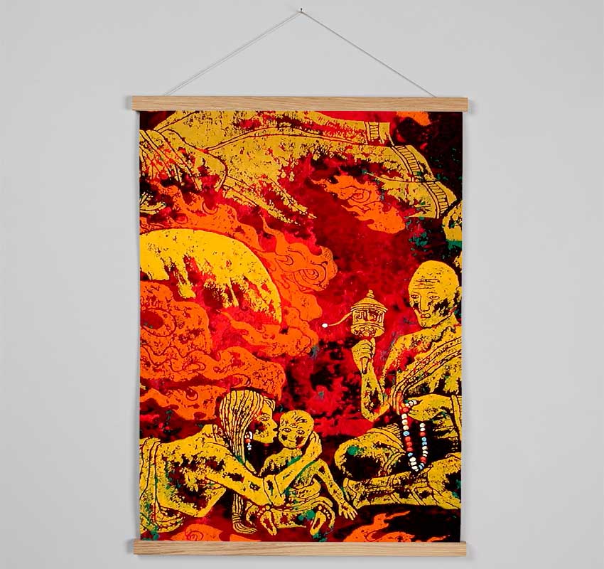 Tibetan Art Fire Wall Hanging Poster - Wallart-Direct UK