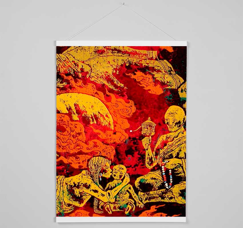 Tibetan Art Fire Wall Hanging Poster - Wallart-Direct UK