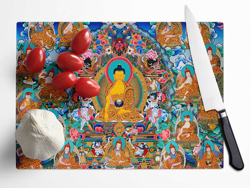 Tibetan Gods Glass Chopping Board