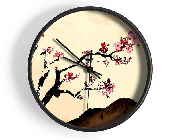 Cherry Blossom Brown Clock - Wallart-Direct UK