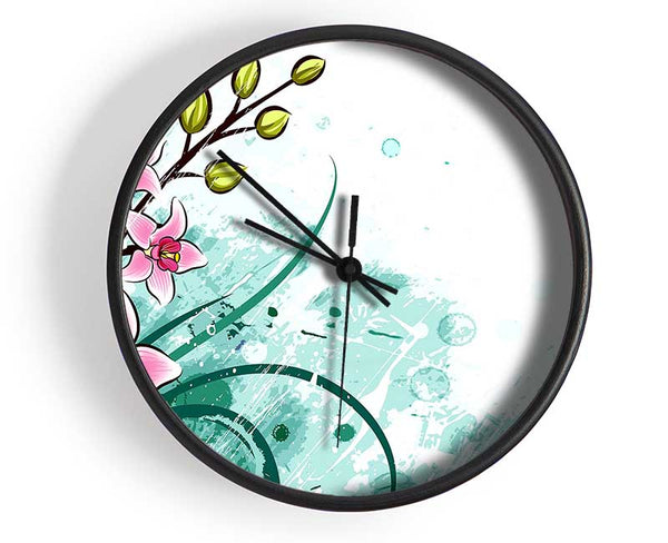 Pink Flowers Clock - Wallart-Direct UK