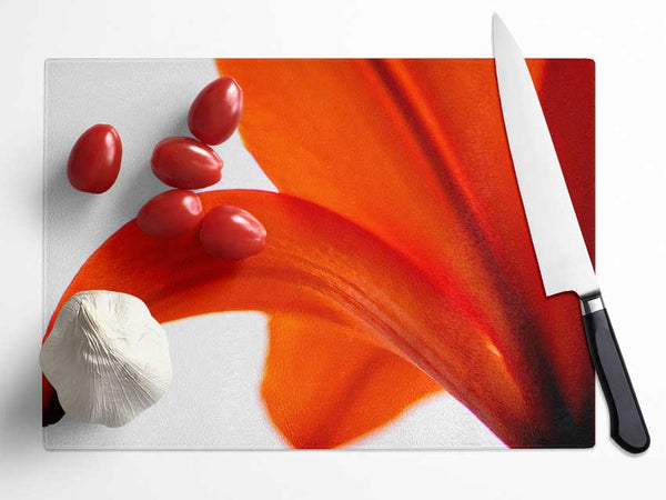 Lily On White Background Glass Chopping Board