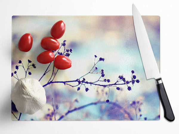 Spikey Twigs With Berries Glass Chopping Board