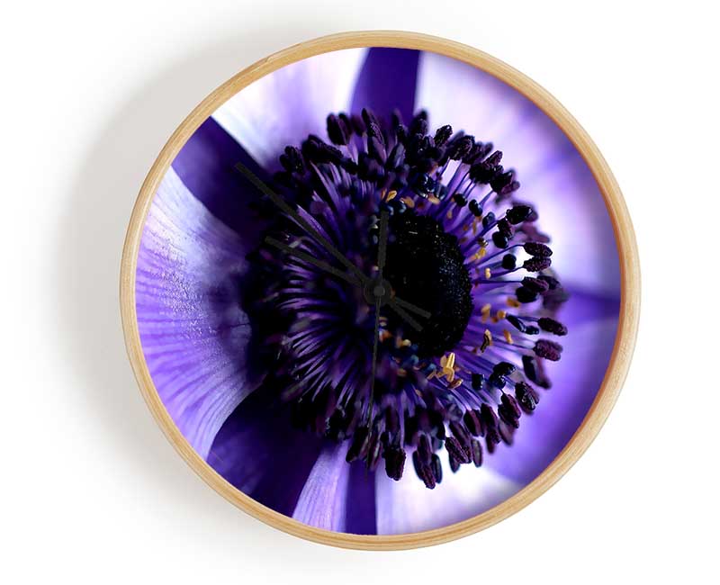 Purple Centre Close-up Clock - Wallart-Direct UK