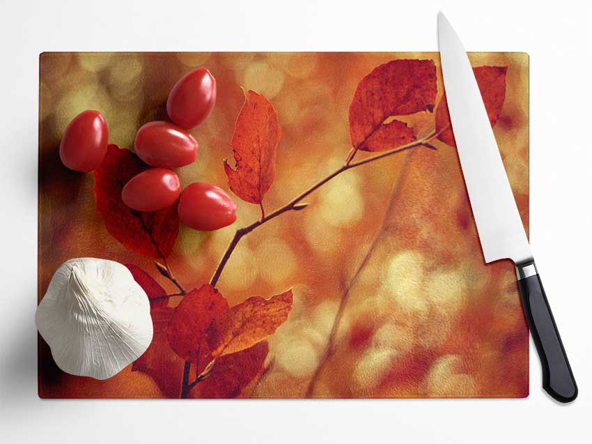 Leaves In Autumn Glass Chopping Board