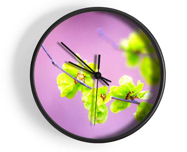 Small Green Flowers Clock - Wallart-Direct UK