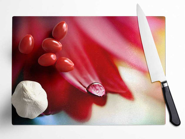 Drop On Flower Petal Glass Chopping Board