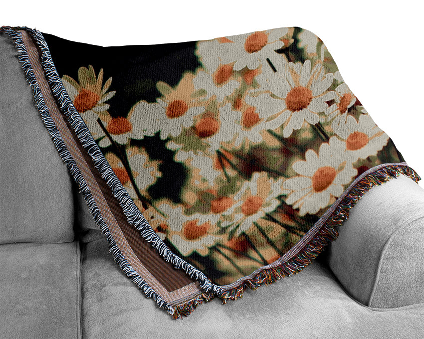 Vintage Daisies Woven Blanket