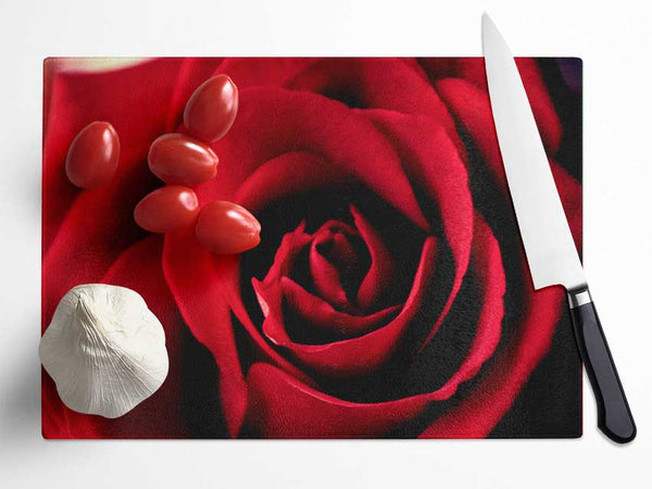 Rose Petal Beauty Red Glass Chopping Board