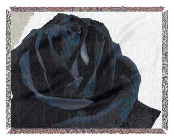 Black Blue Rose Woven Blanket