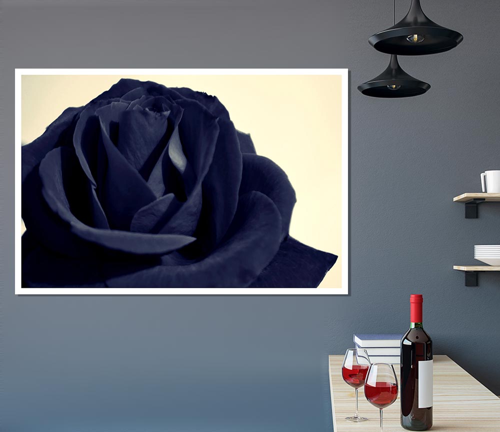 Black Blue Rose Print Poster Wall Art