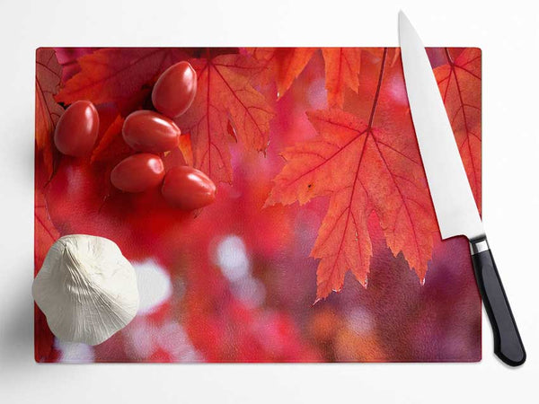 Red Autumn Glass Chopping Board