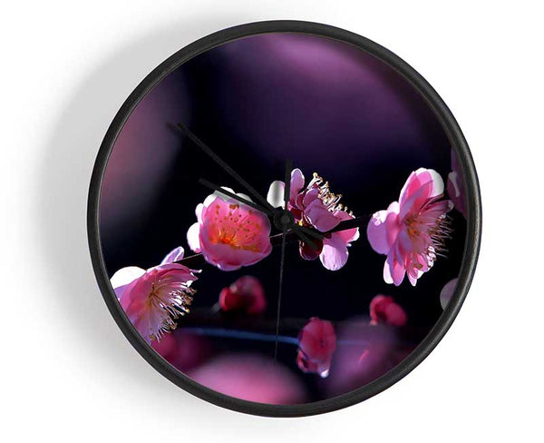 Pink Blossom Flowers Clock - Wallart-Direct UK