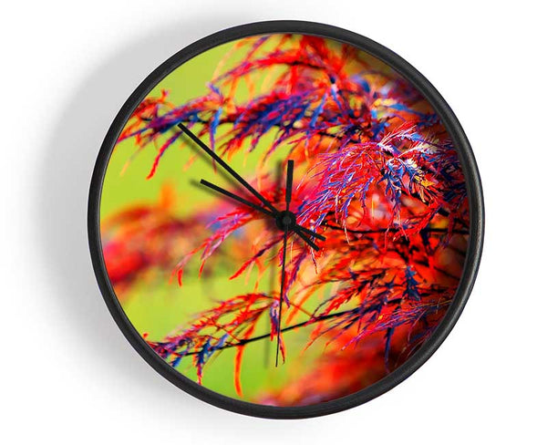 Red Leaves Shrub Clock - Wallart-Direct UK