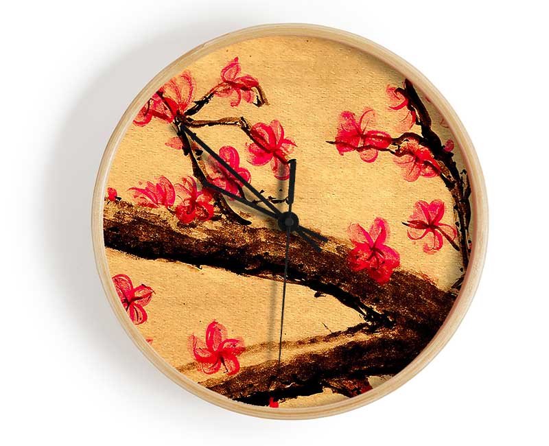 Cherry Blossom Painting Clock - Wallart-Direct UK