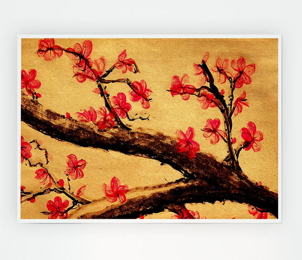 Cherry Blossom Painting Print Poster Wall Art