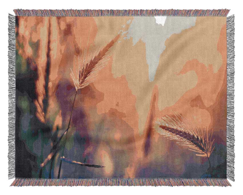 Summer Wheat Field In Golden Light Woven Blanket