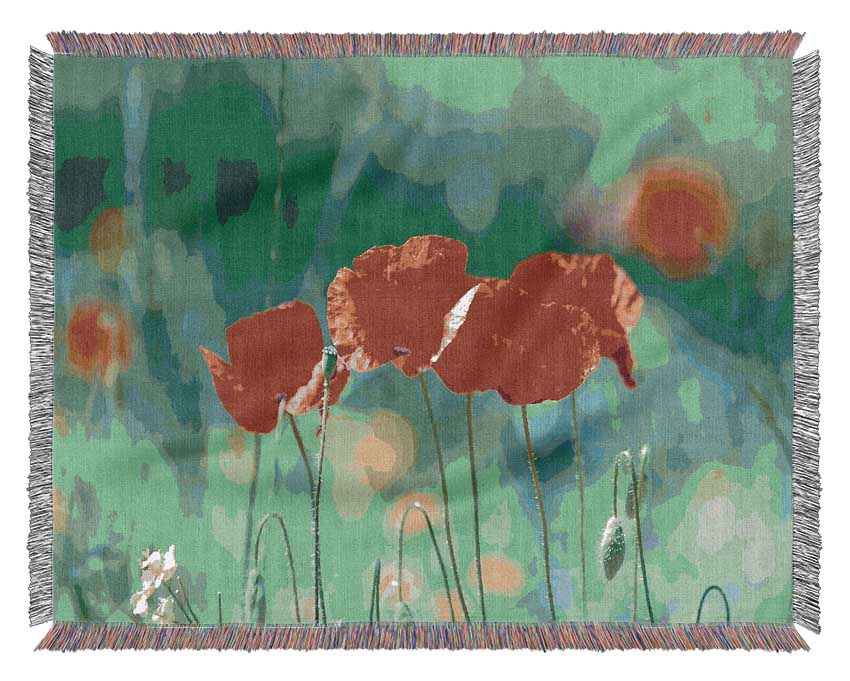 Summer Poppies Woven Blanket