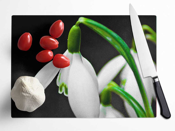 Snowdrop Flower Glass Chopping Board