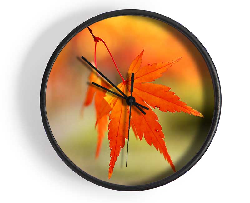 Orange Leaves Sparkle Clock - Wallart-Direct UK