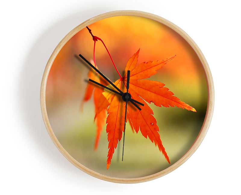 Orange Leaves Sparkle Clock - Wallart-Direct UK