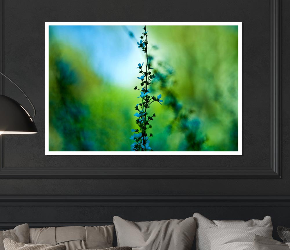 Blossom Blue Flower Print Poster Wall Art