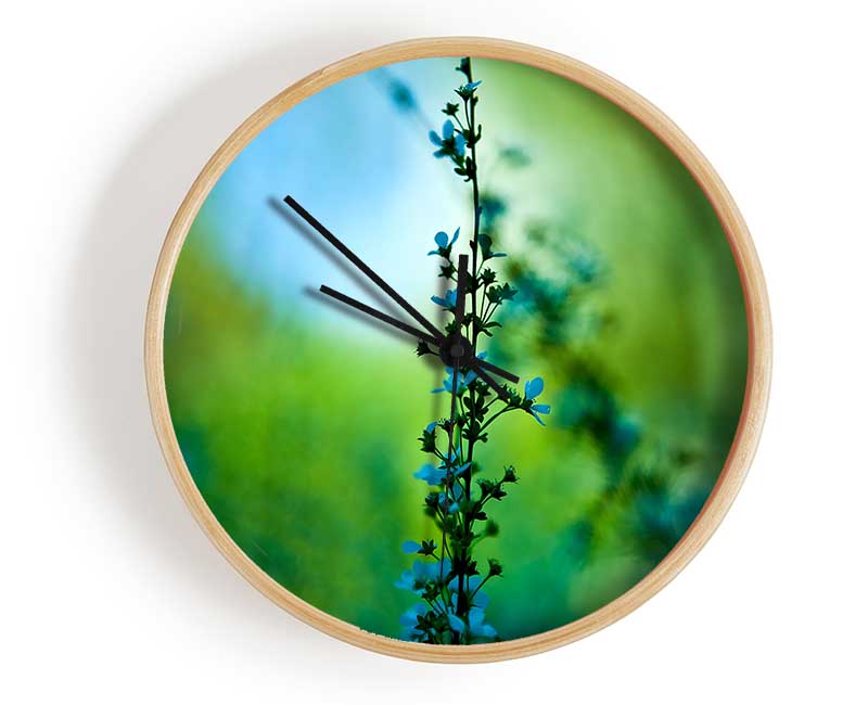 Blossom Blue Flower Clock - Wallart-Direct UK