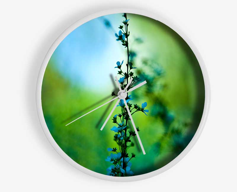 Blossom Blue Flower Clock - Wallart-Direct UK