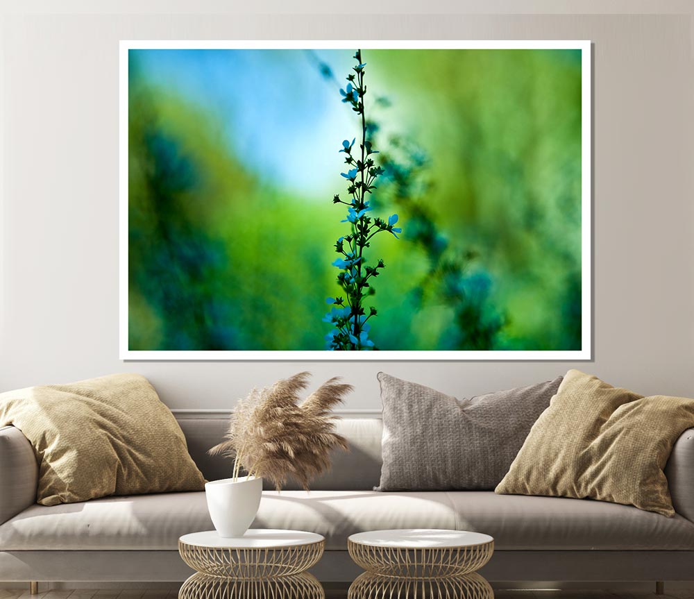 Blossom Blue Flower Print Poster Wall Art