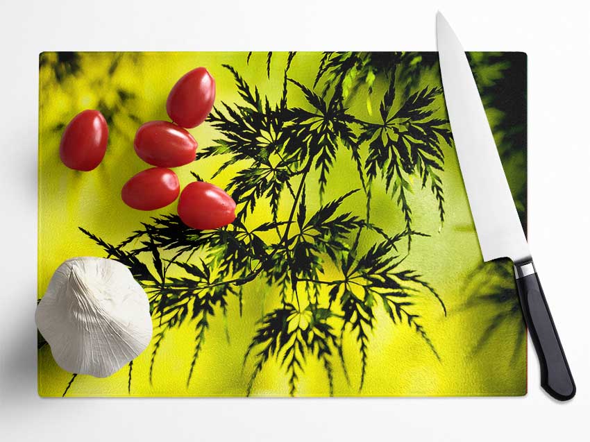 Summer Tree Leaves Glass Chopping Board