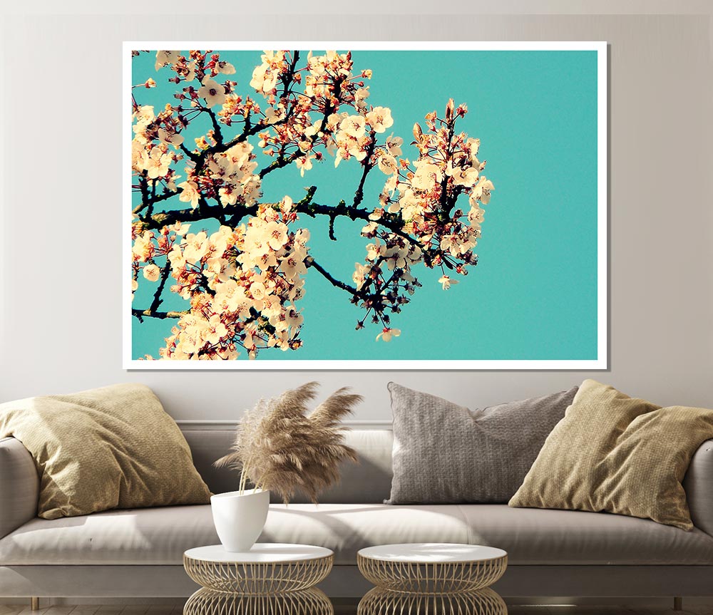 Blossom Tree Against A Blue Sky Print Poster Wall Art