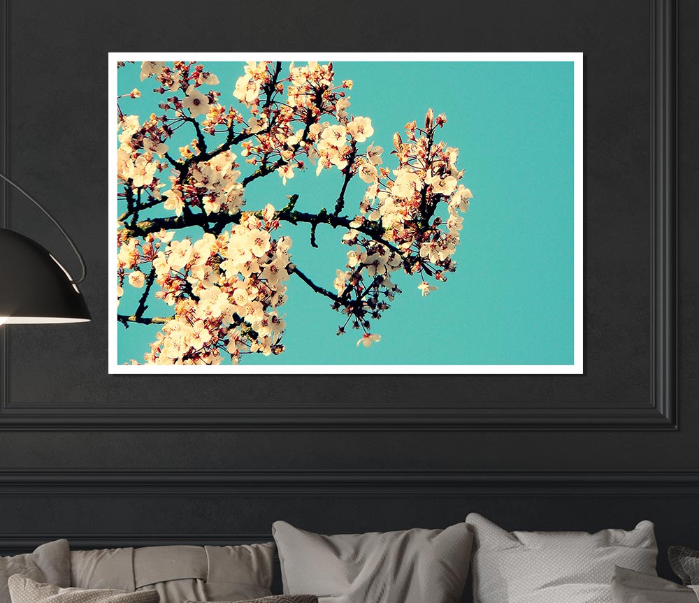 Blossom Tree Against A Blue Sky Print Poster Wall Art